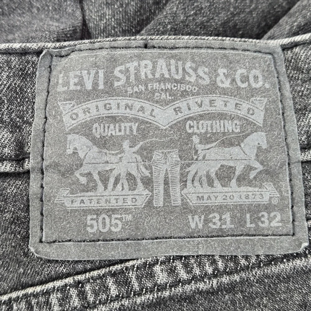 Levi's 505 Men Jeans 31X32 Gray Denim Regular Fit Straight Leg 31